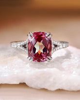 SIVANA Double Claws Cushion Cut Alexandrite Hiden Halo Engagement Ring